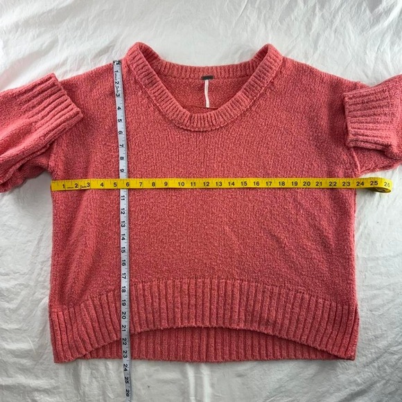 Free People Pink Lightening Brookside Knit Oversized Tunic Sweater Womens Sz XS - Picture 5 of 7